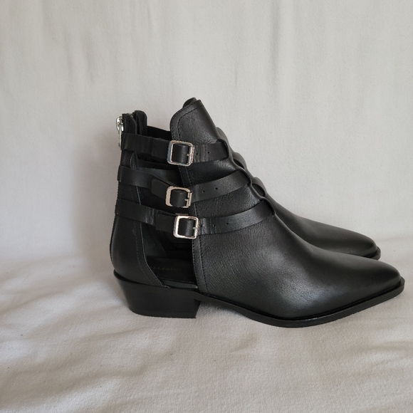All Saints Naomi Cutout black leather bootie - Picture 1 of 15